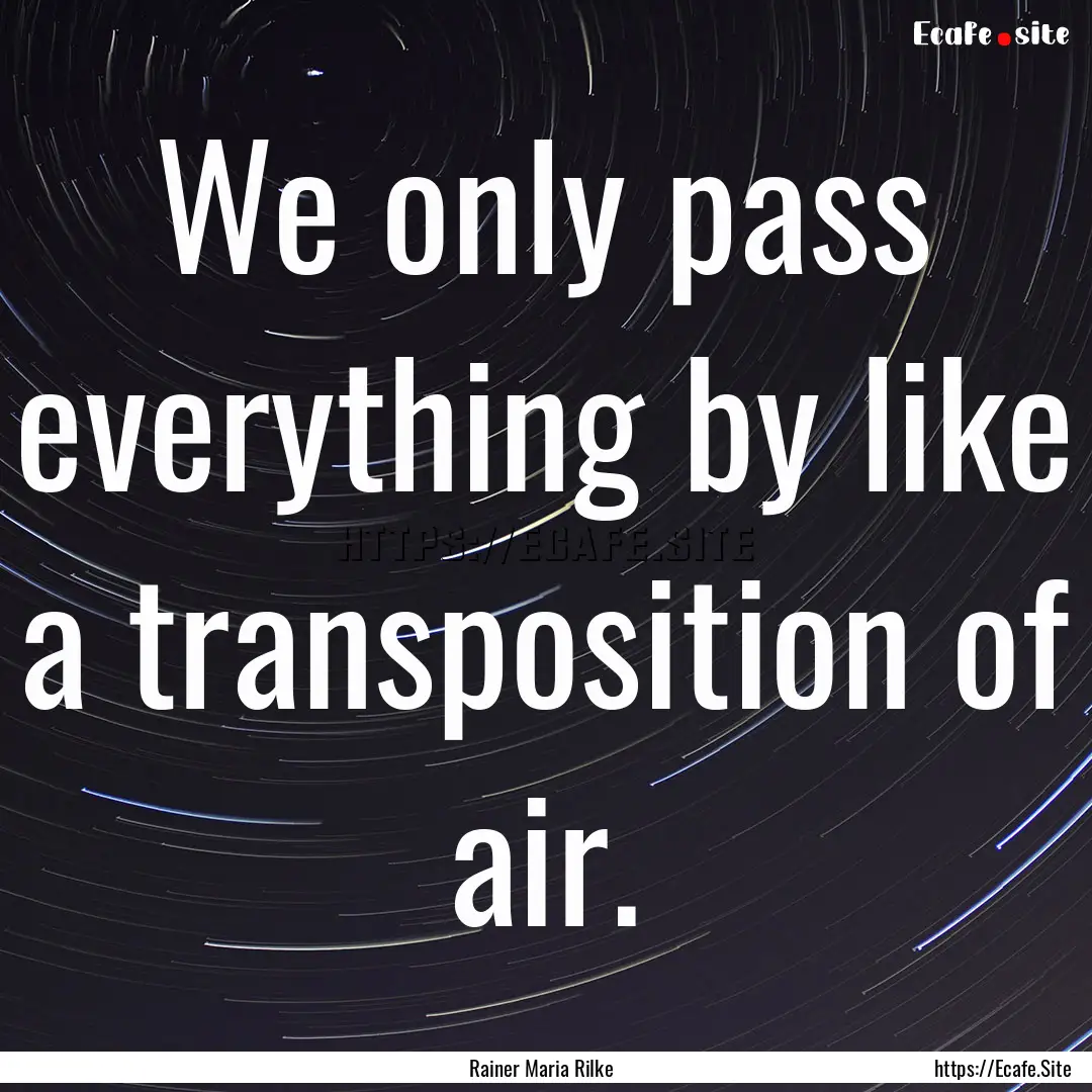 We only pass everything by like a transposition.... : Quote by Rainer Maria Rilke