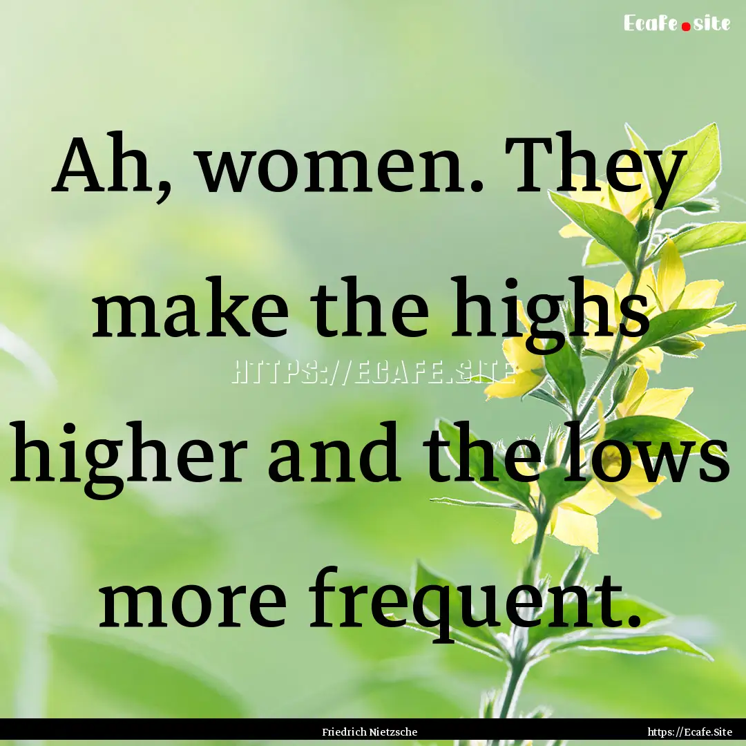 Ah, women. They make the highs higher and.... : Quote by Friedrich Nietzsche