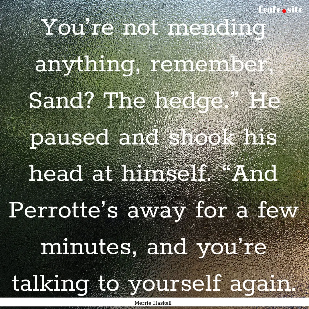 You’re not mending anything, remember,.... : Quote by Merrie Haskell