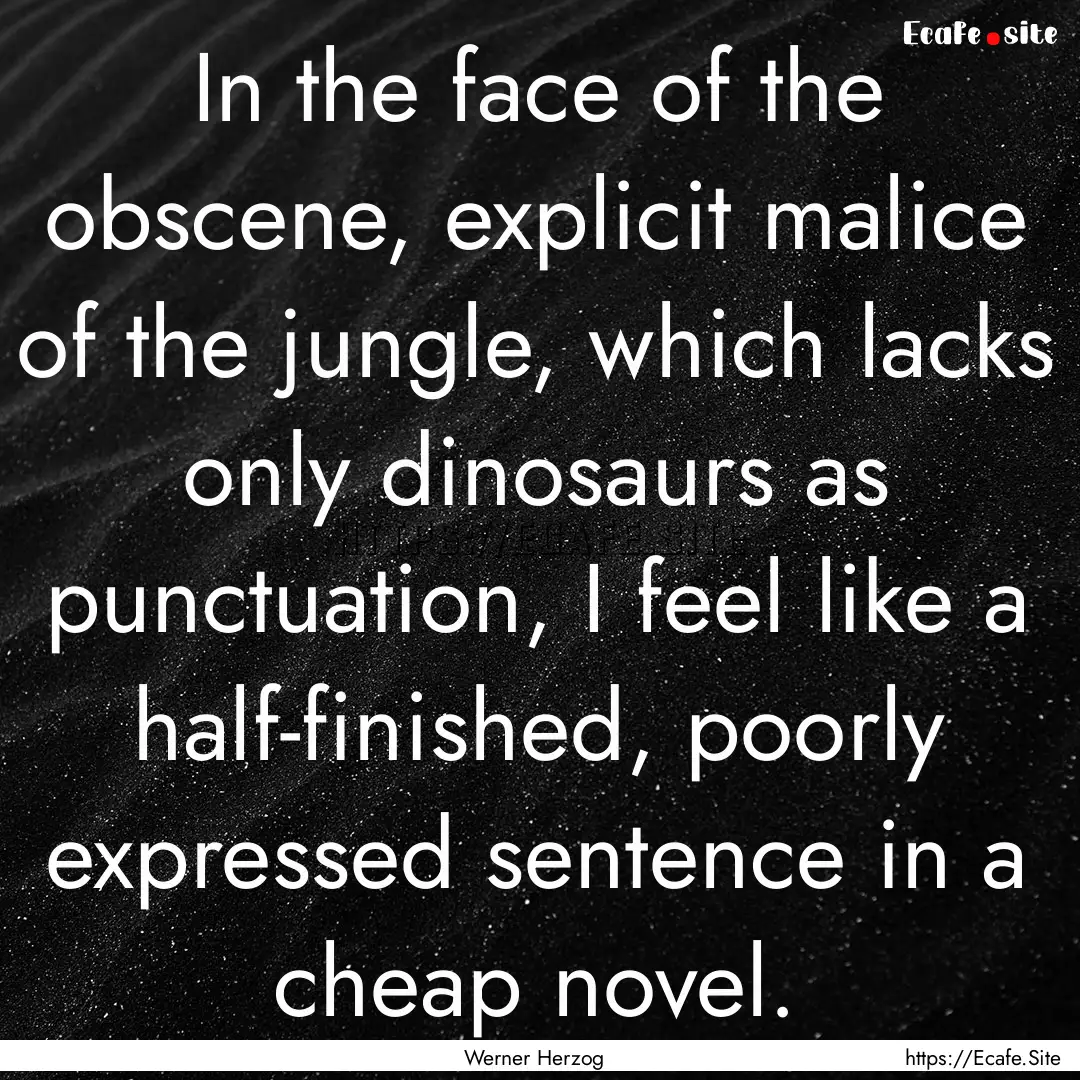 In the face of the obscene, explicit malice.... : Quote by Werner Herzog