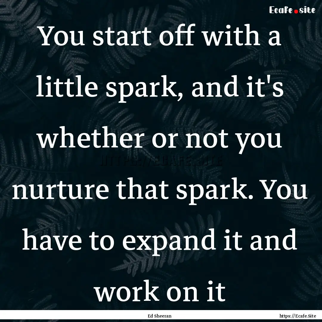 You start off with a little spark, and it's.... : Quote by Ed Sheeran