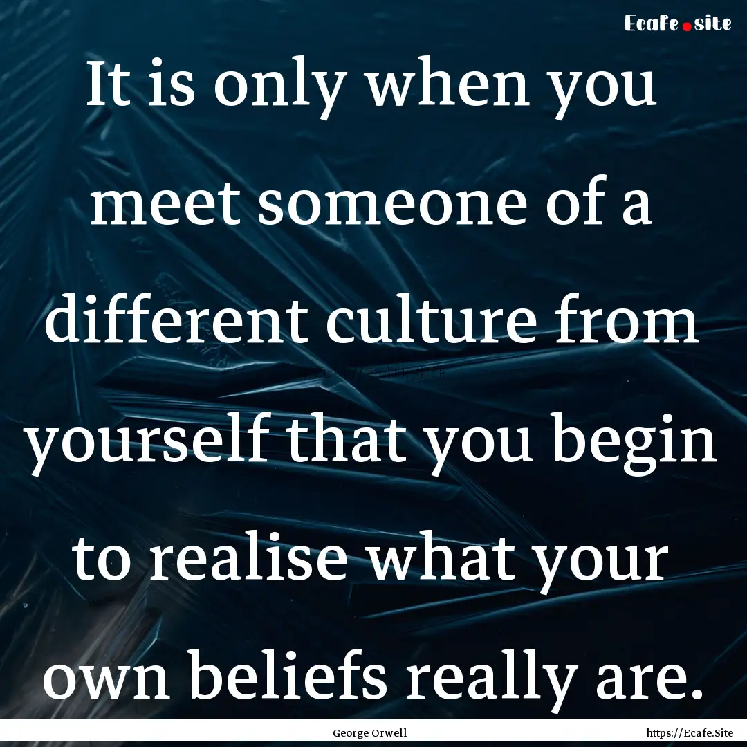 It is only when you meet someone of a different.... : Quote by George Orwell