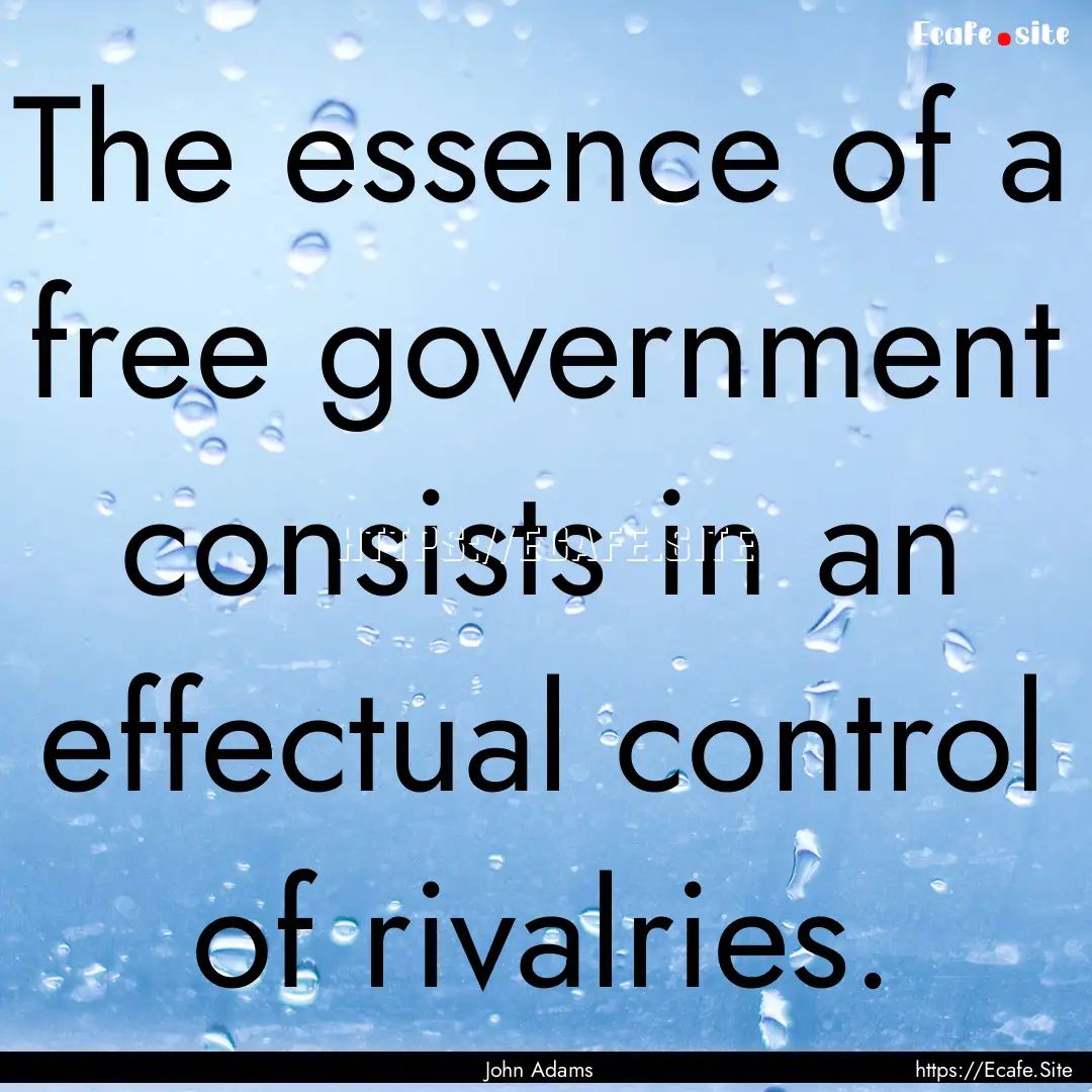 The essence of a free government consists.... : Quote by John Adams