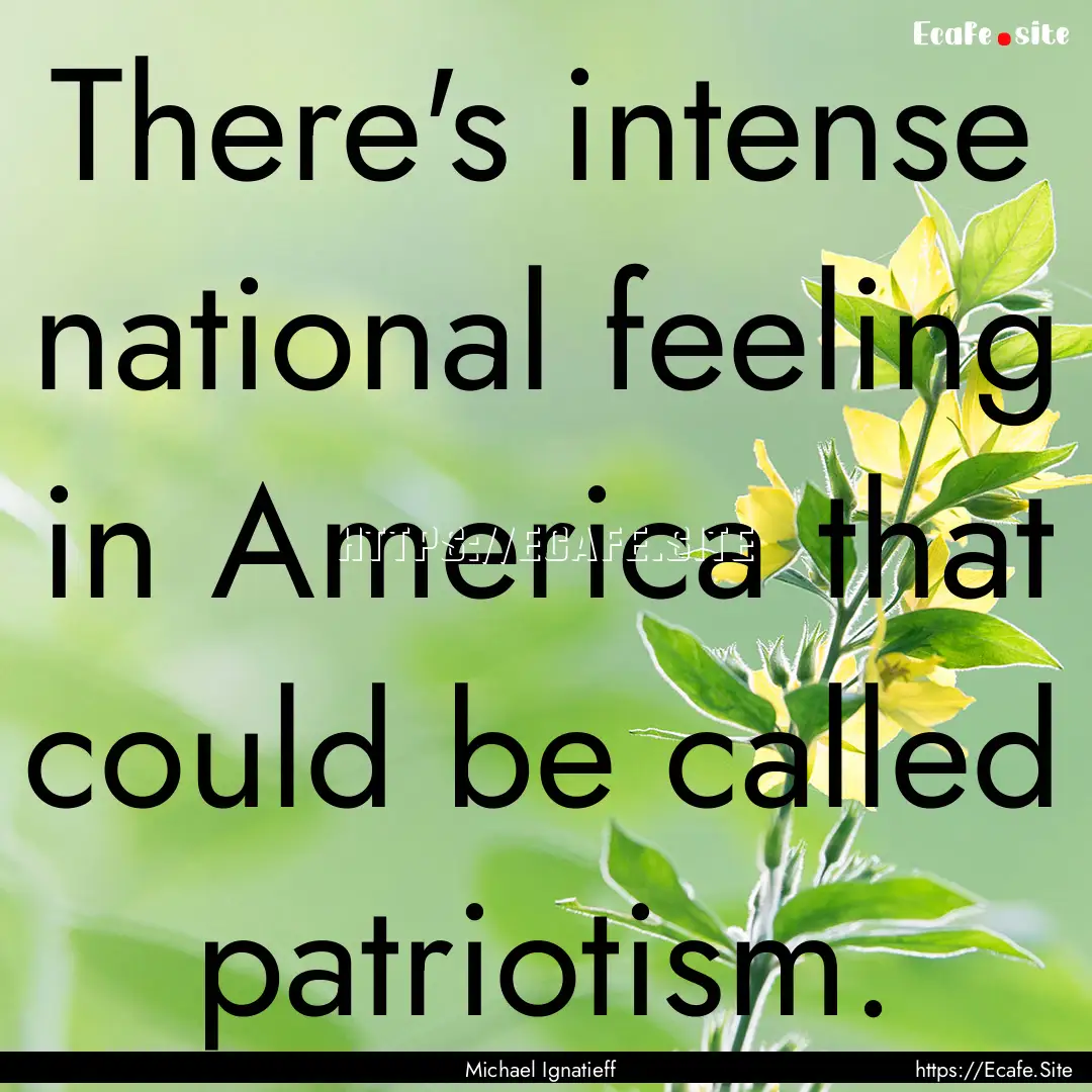 There's intense national feeling in America.... : Quote by Michael Ignatieff