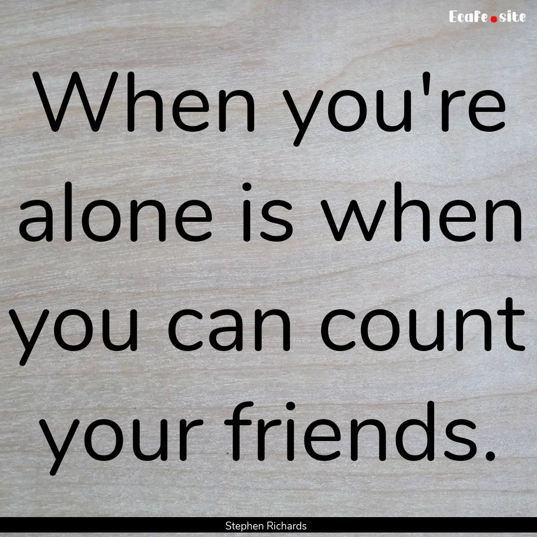 When you're alone is when you can count your.... : Quote by Stephen Richards