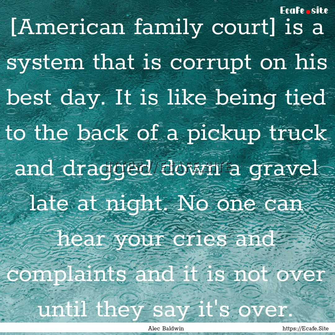 [American family court] is a system that.... : Quote by Alec Baldwin