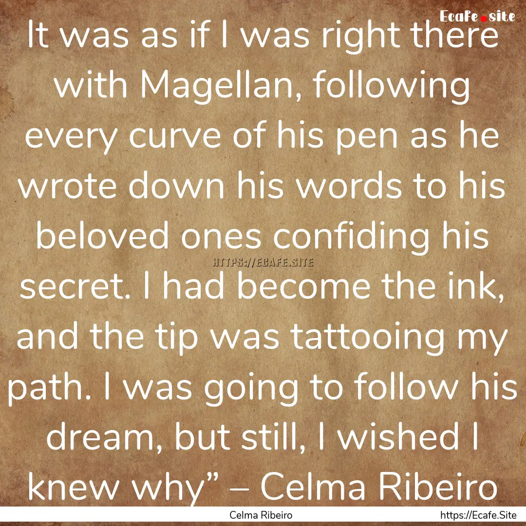 It was as if I was right there with Magellan,.... : Quote by Celma Ribeiro