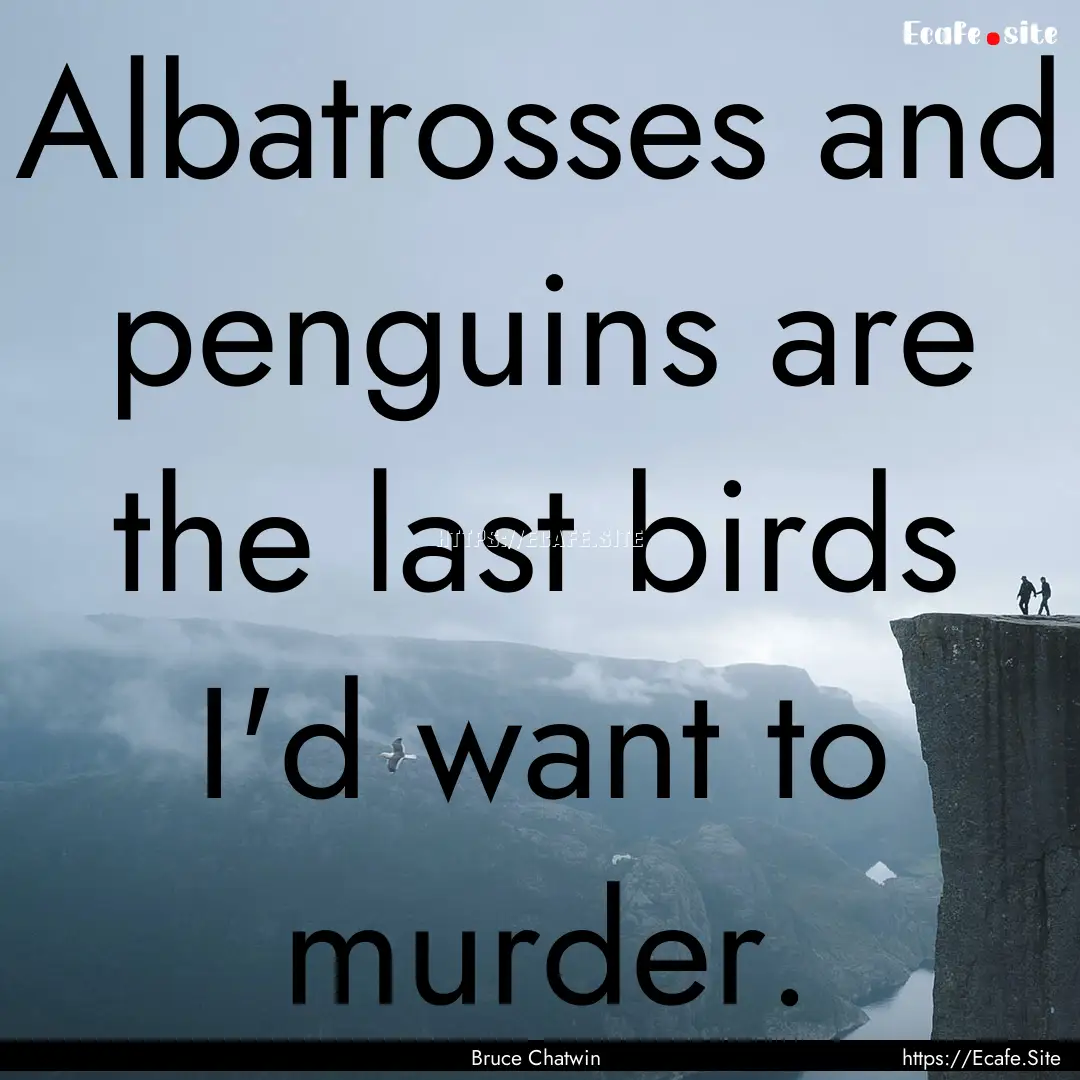 Albatrosses and penguins are the last birds.... : Quote by Bruce Chatwin