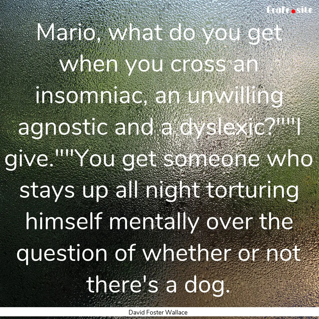 Mario, what do you get when you cross an.... : Quote by David Foster Wallace