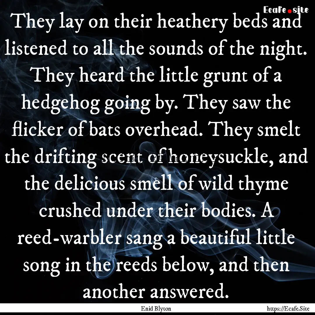 They lay on their heathery beds and listened.... : Quote by Enid Blyton