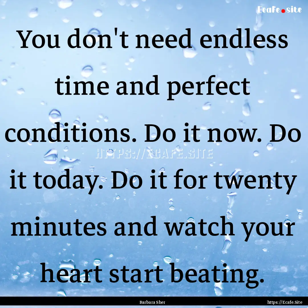 You don't need endless time and perfect conditions..... : Quote by Barbara Sher