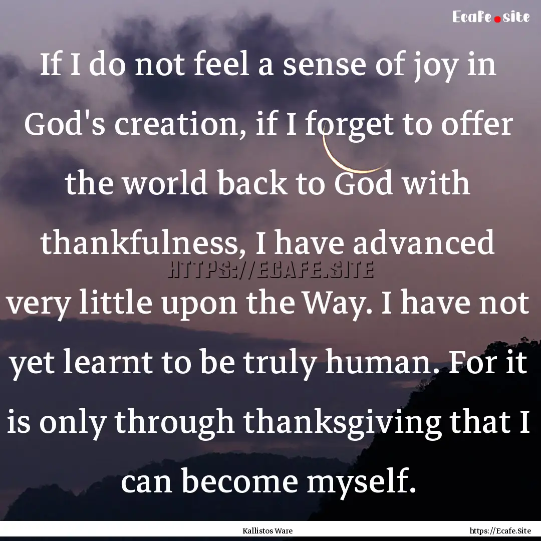 If I do not feel a sense of joy in God's.... : Quote by Kallistos Ware