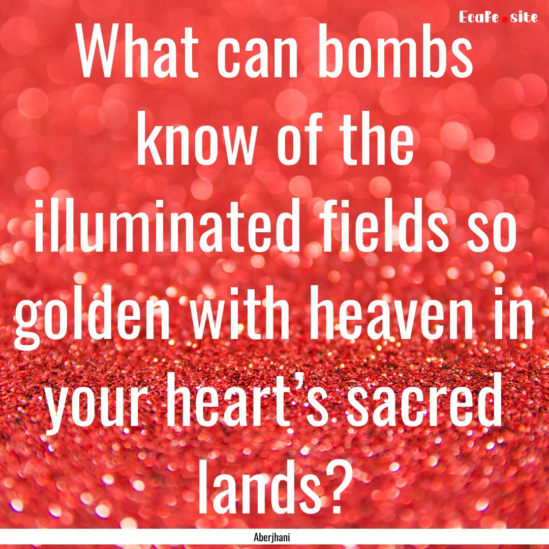 What can bombs know of the illuminated fields.... : Quote by Aberjhani