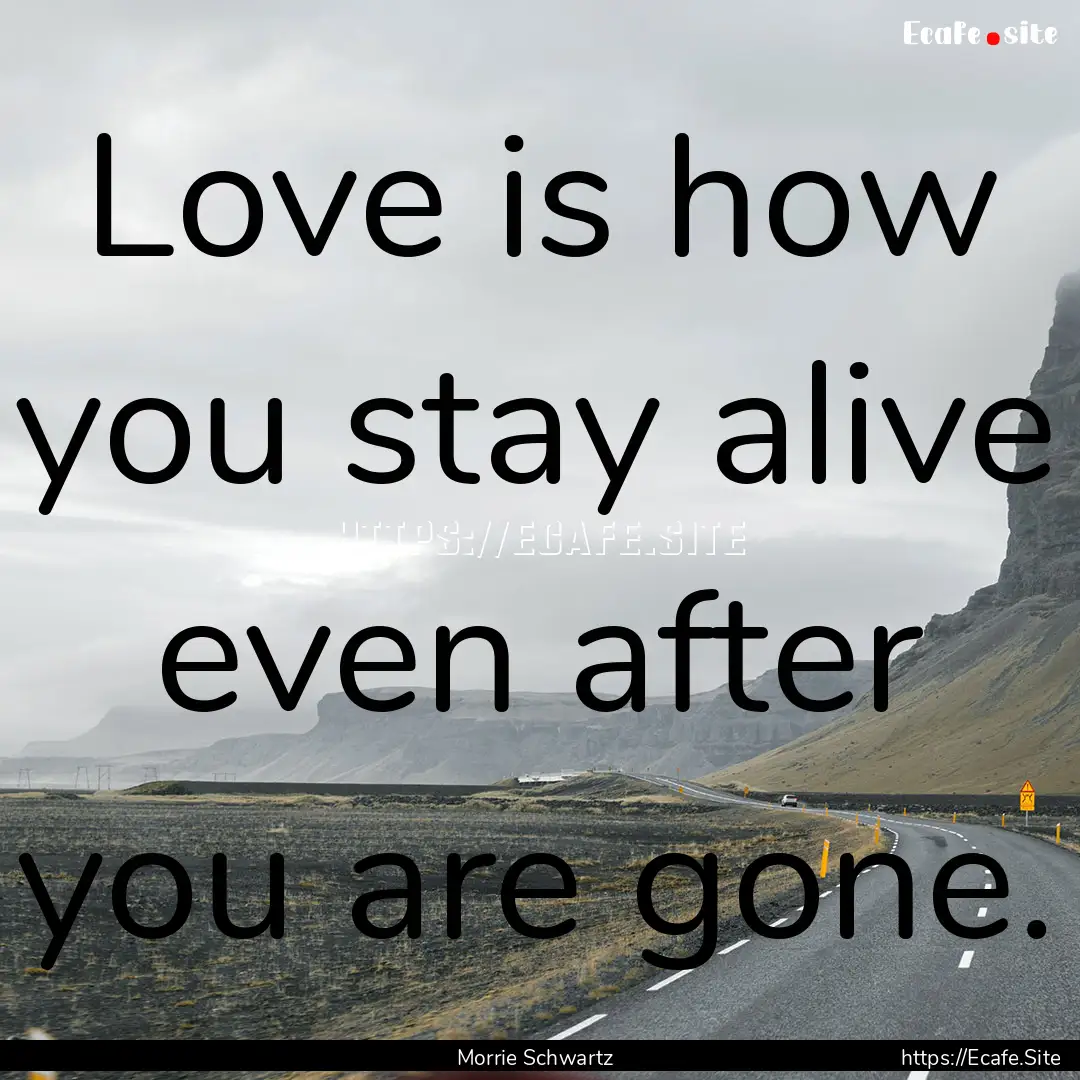 Love is how you stay alive even after you.... : Quote by Morrie Schwartz