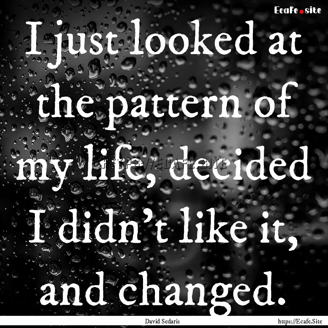 I just looked at the pattern of my life,.... : Quote by David Sedaris