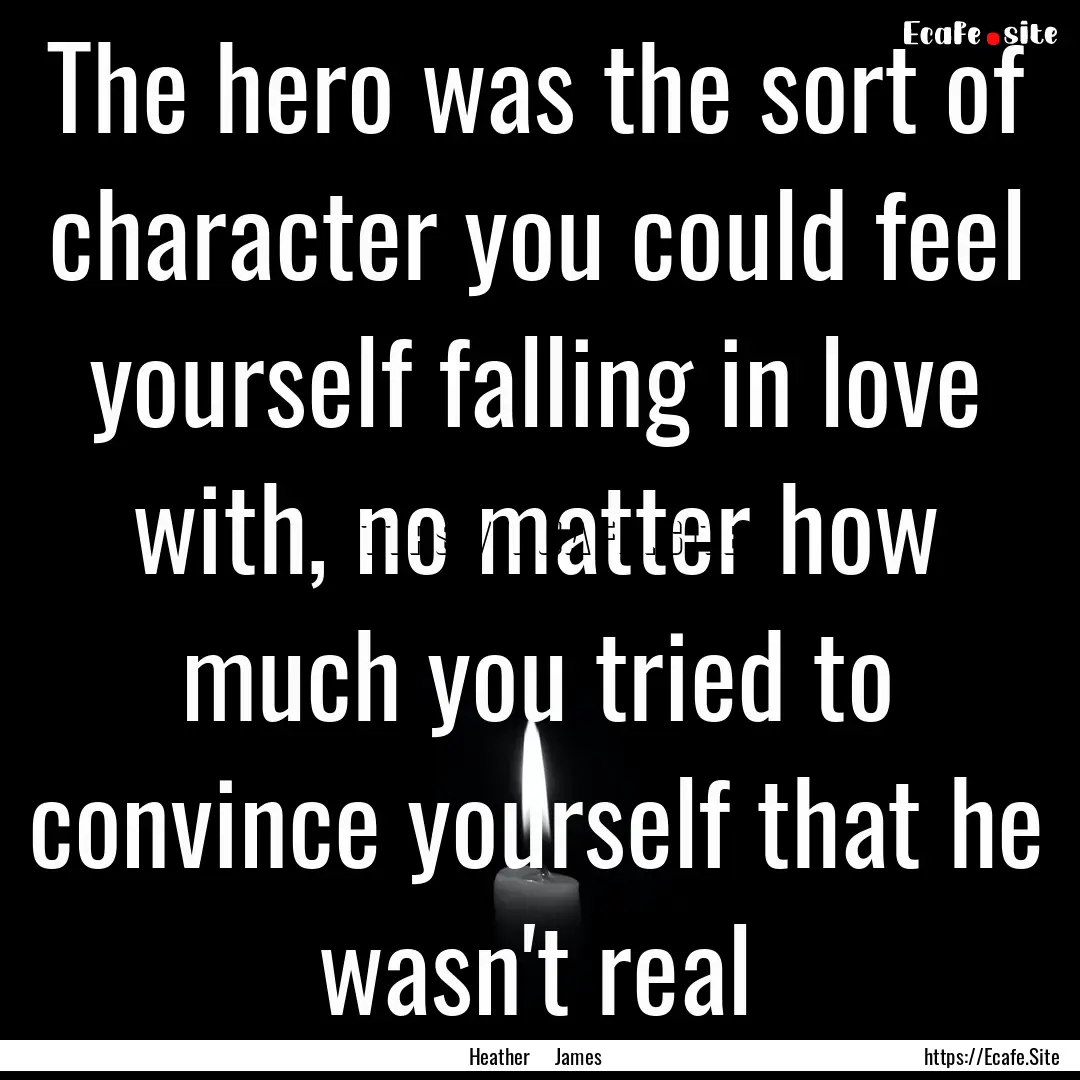 The hero was the sort of character you could.... : Quote by Heather James