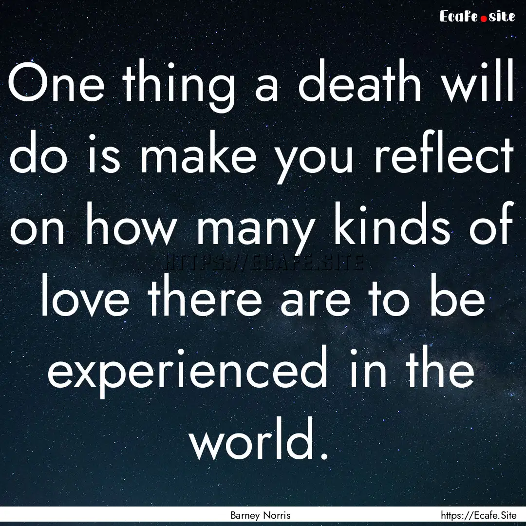 One thing a death will do is make you reflect.... : Quote by Barney Norris