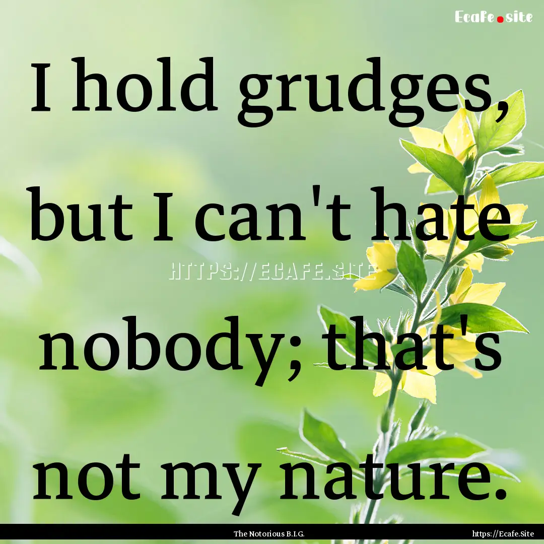 I hold grudges, but I can't hate nobody;.... : Quote by The Notorious B.I.G.