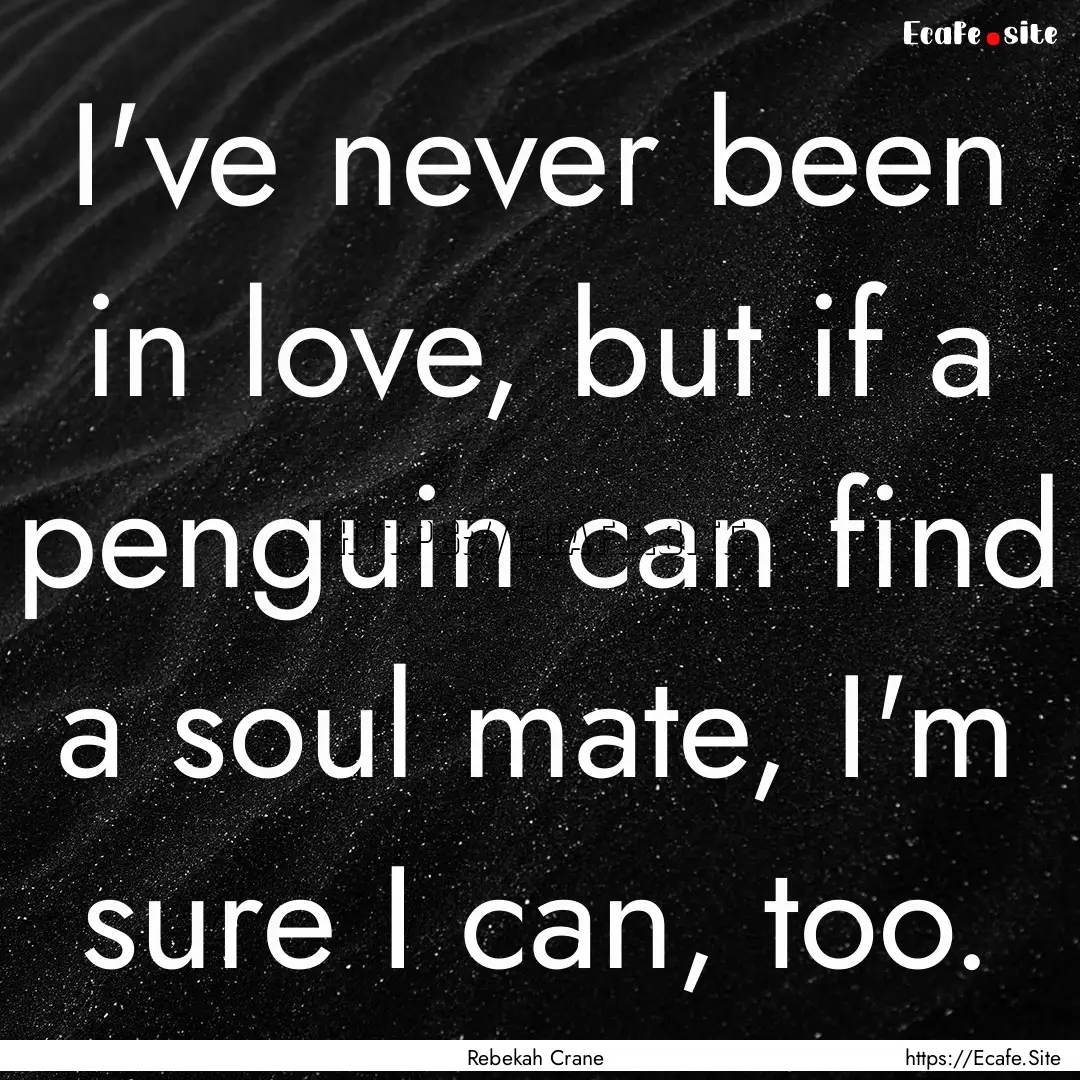 I've never been in love, but if a penguin.... : Quote by Rebekah Crane