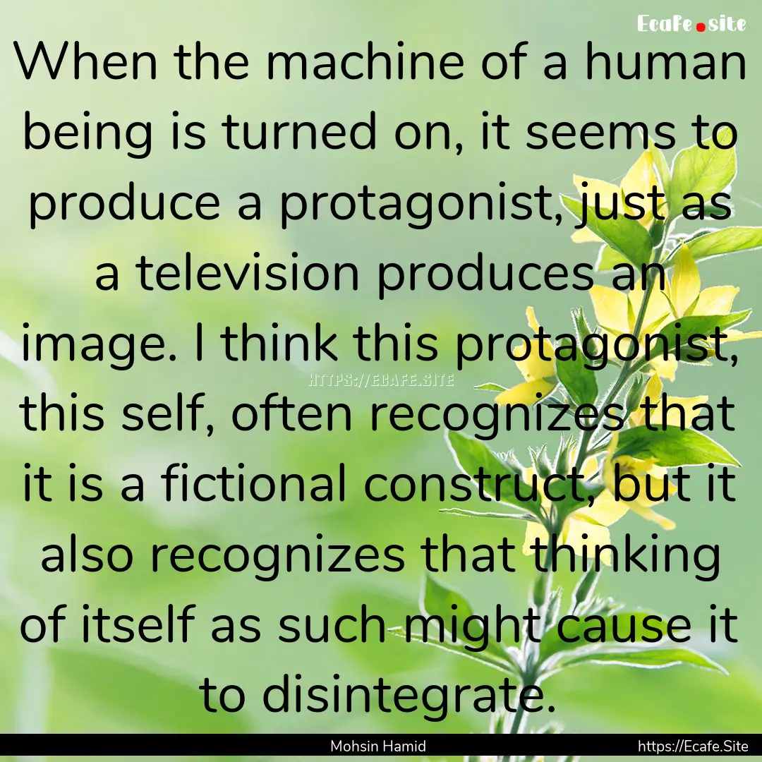 When the machine of a human being is turned.... : Quote by Mohsin Hamid