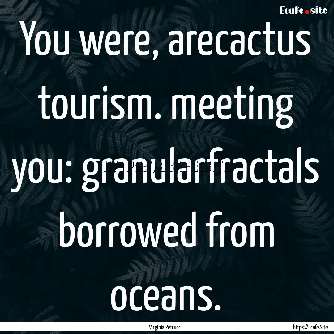 You were, arecactus tourism. meeting you:.... : Quote by Virginia Petrucci