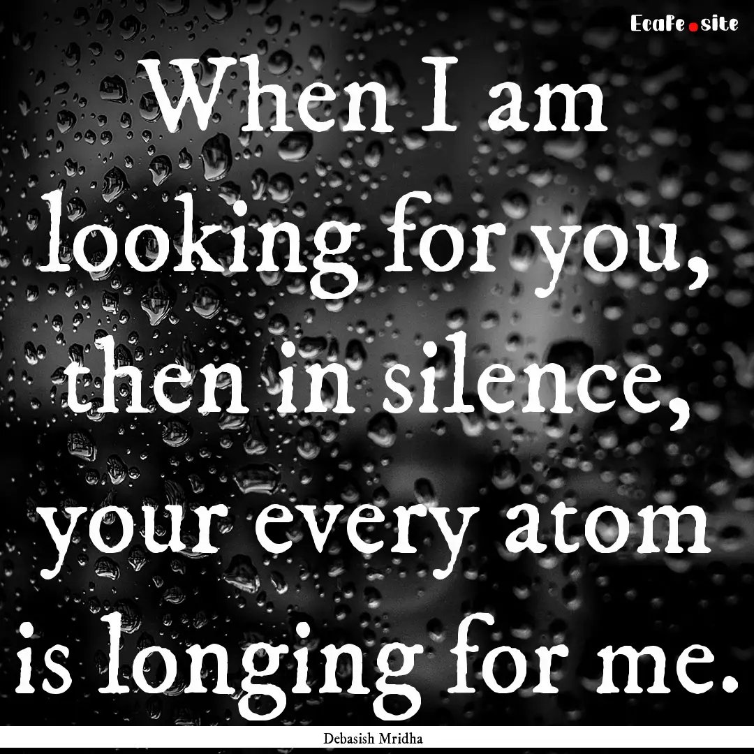 When I am looking for you, then in silence,.... : Quote by Debasish Mridha