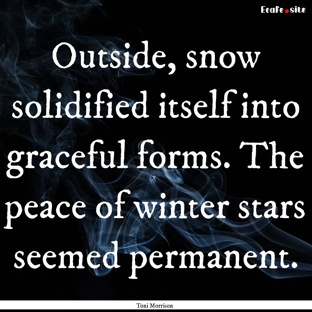 Outside, snow solidified itself into graceful.... : Quote by Toni Morrison