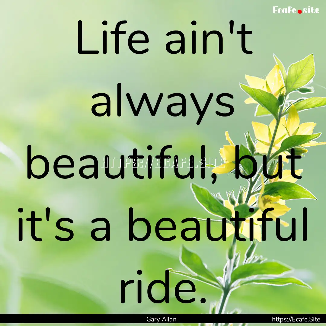 Life ain't always beautiful, but it's a beautiful.... : Quote by Gary Allan