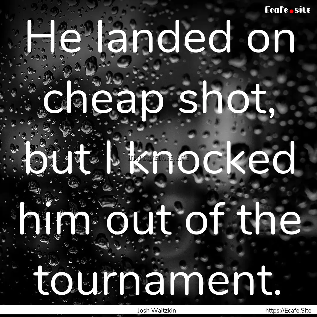 He landed on cheap shot, but I knocked him.... : Quote by Josh Waitzkin