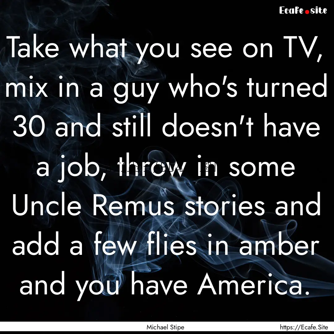 Take what you see on TV, mix in a guy who's.... : Quote by Michael Stipe