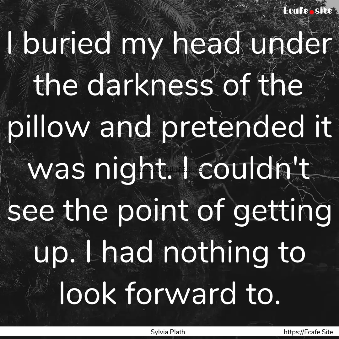 I buried my head under the darkness of the.... : Quote by Sylvia Plath