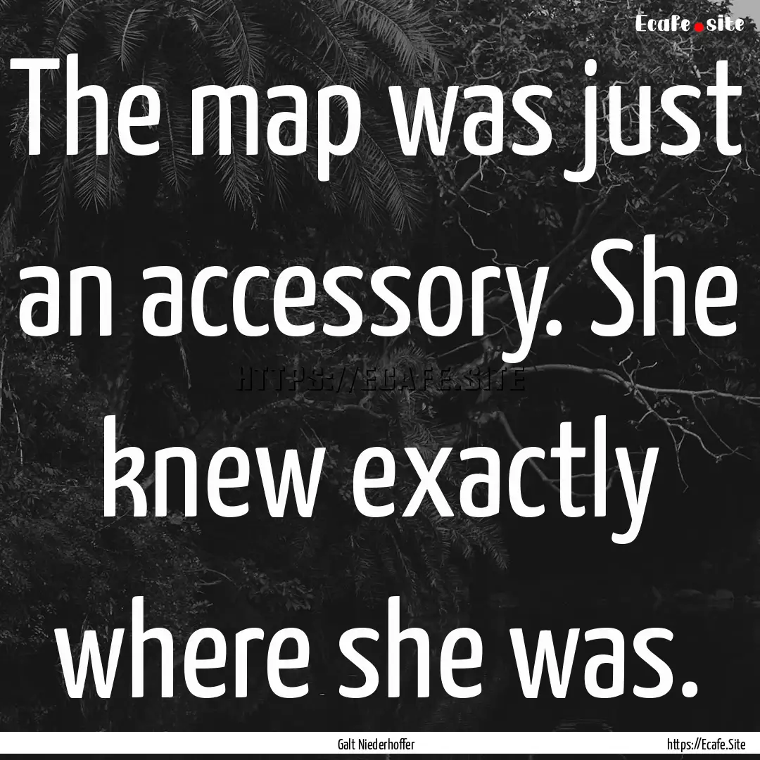 The map was just an accessory. She knew exactly.... : Quote by Galt Niederhoffer