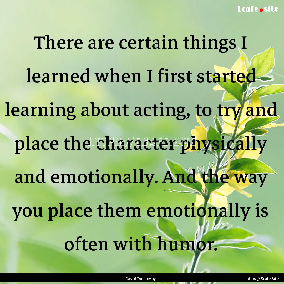 There are certain things I learned when I.... : Quote by David Duchovny