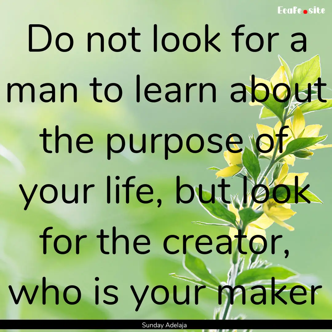 Do not look for a man to learn about the.... : Quote by Sunday Adelaja