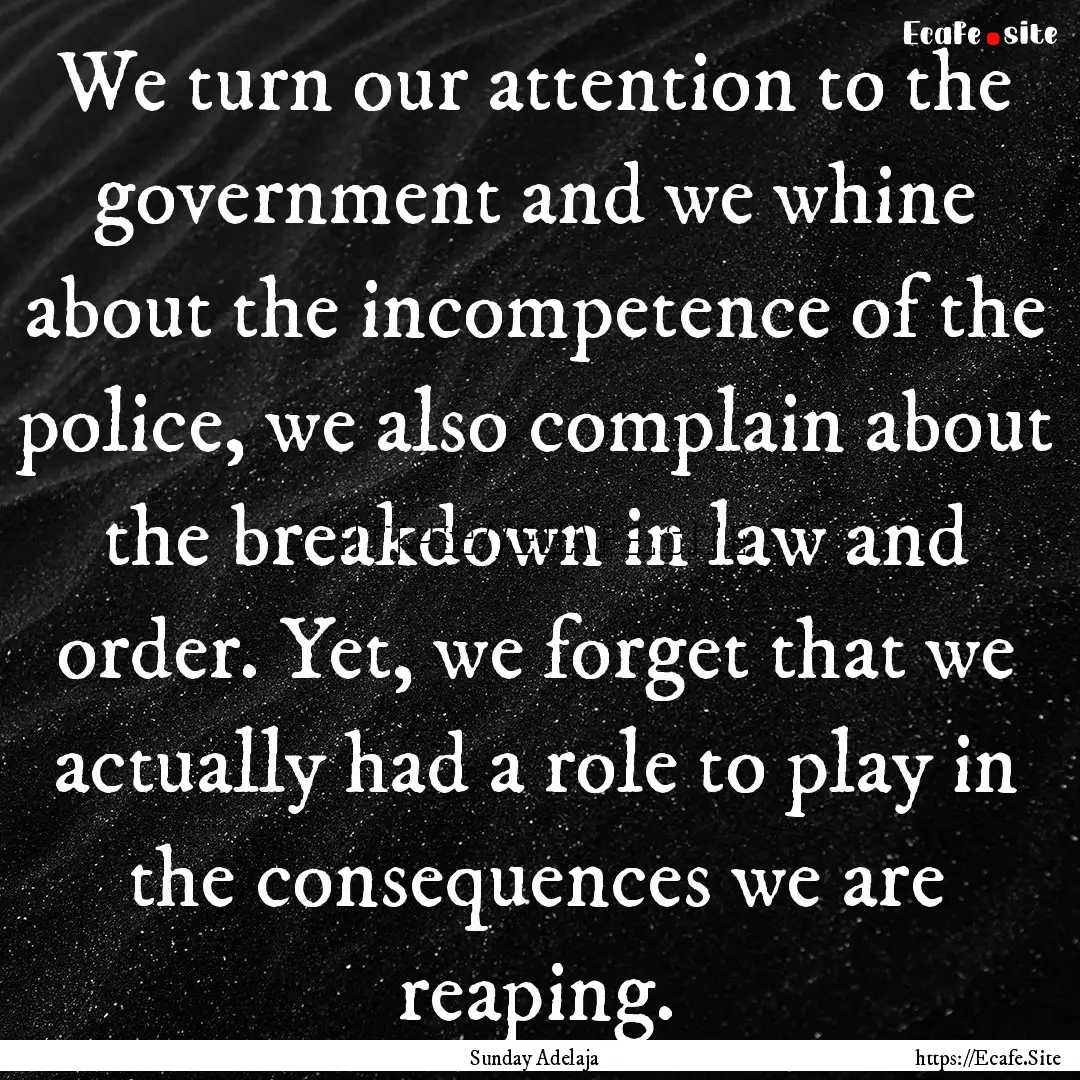 We turn our attention to the government and.... : Quote by Sunday Adelaja