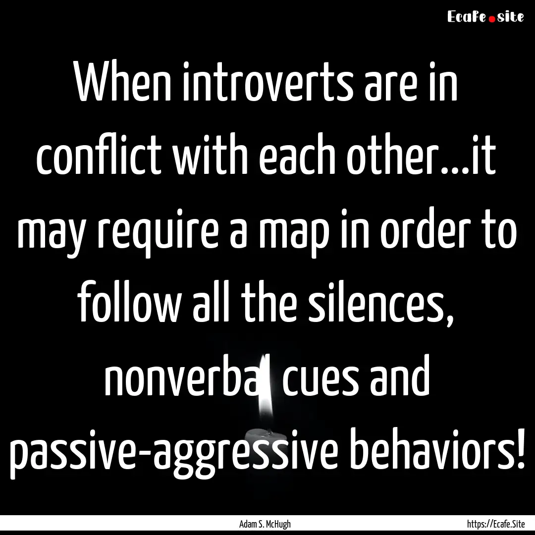 When introverts are in conflict with each.... : Quote by Adam S. McHugh