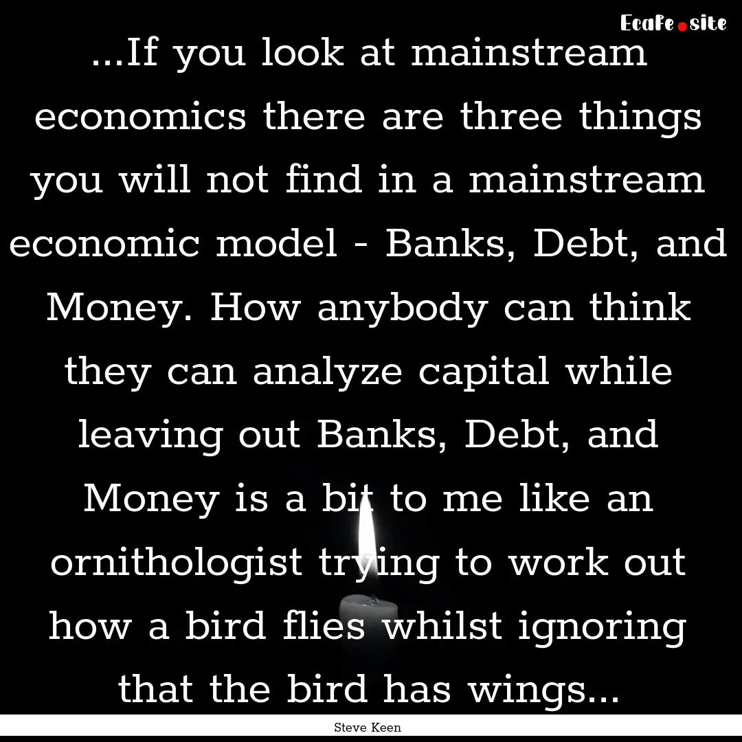 ...If you look at mainstream economics there.... : Quote by Steve Keen