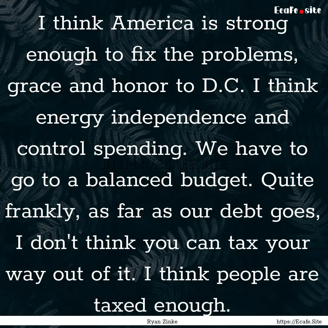 I think America is strong enough to fix the.... : Quote by Ryan Zinke