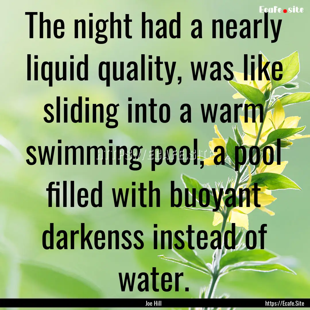 The night had a nearly liquid quality, was.... : Quote by Joe Hill