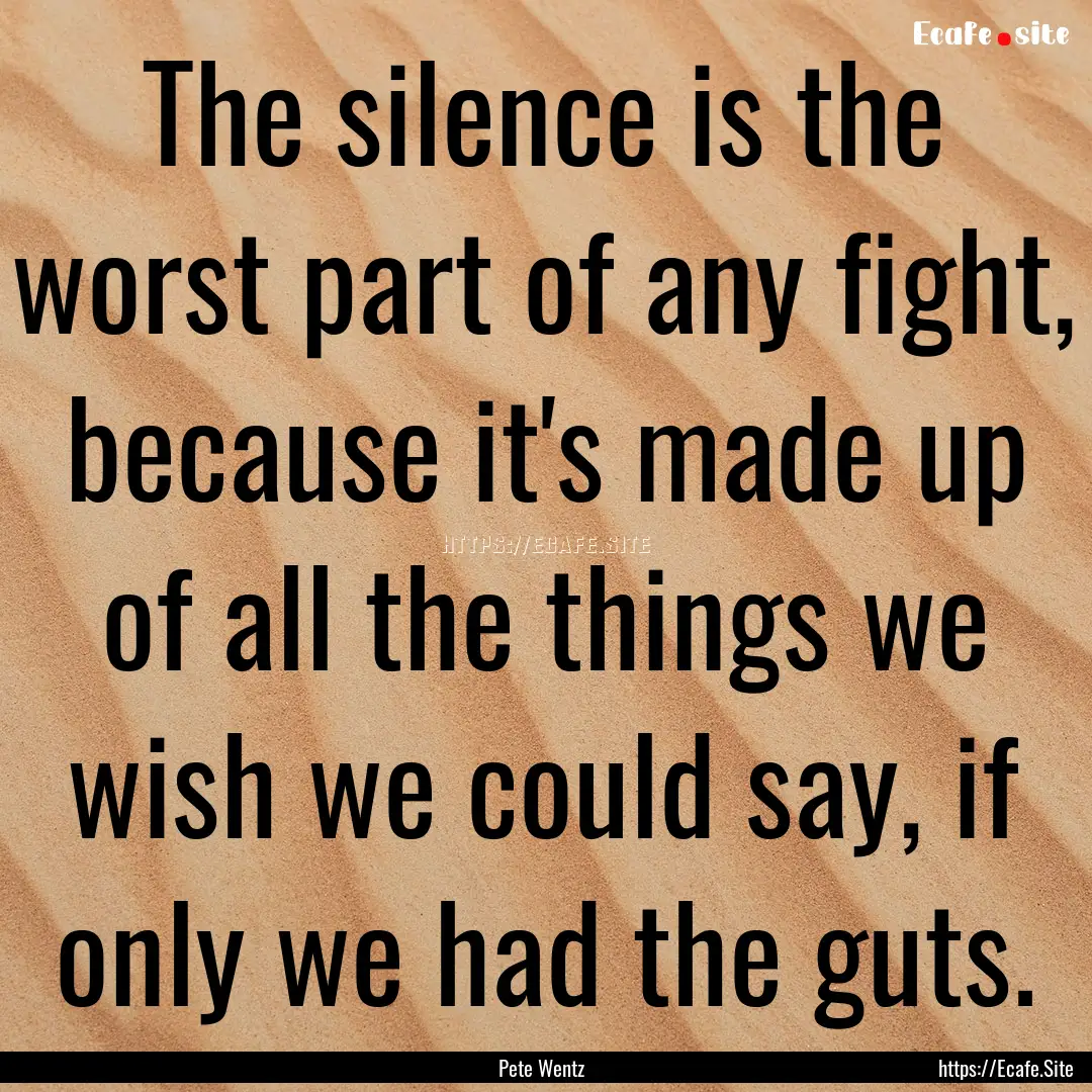 The silence is the worst part of any fight,.... : Quote by Pete Wentz