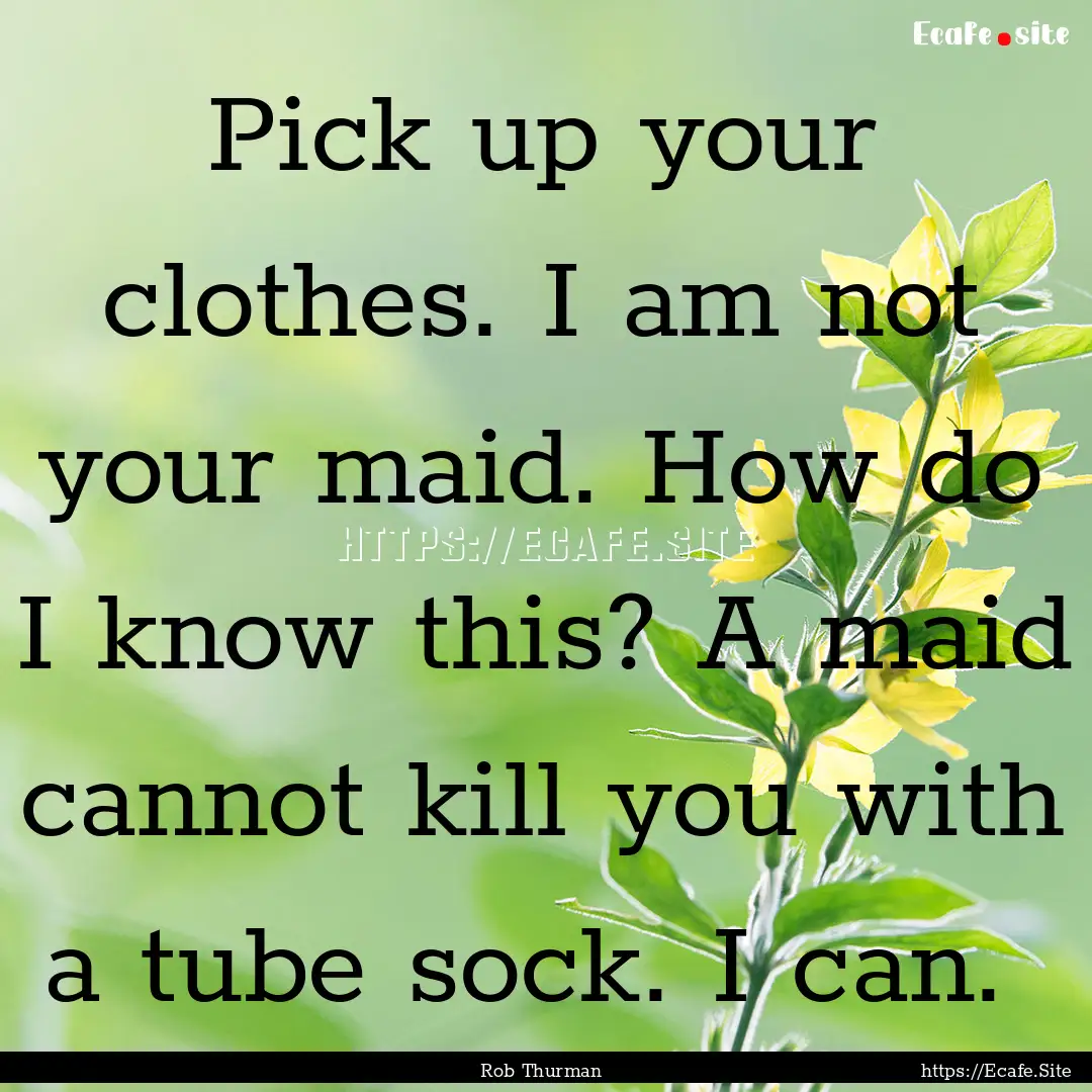 Pick up your clothes. I am not your maid..... : Quote by Rob Thurman