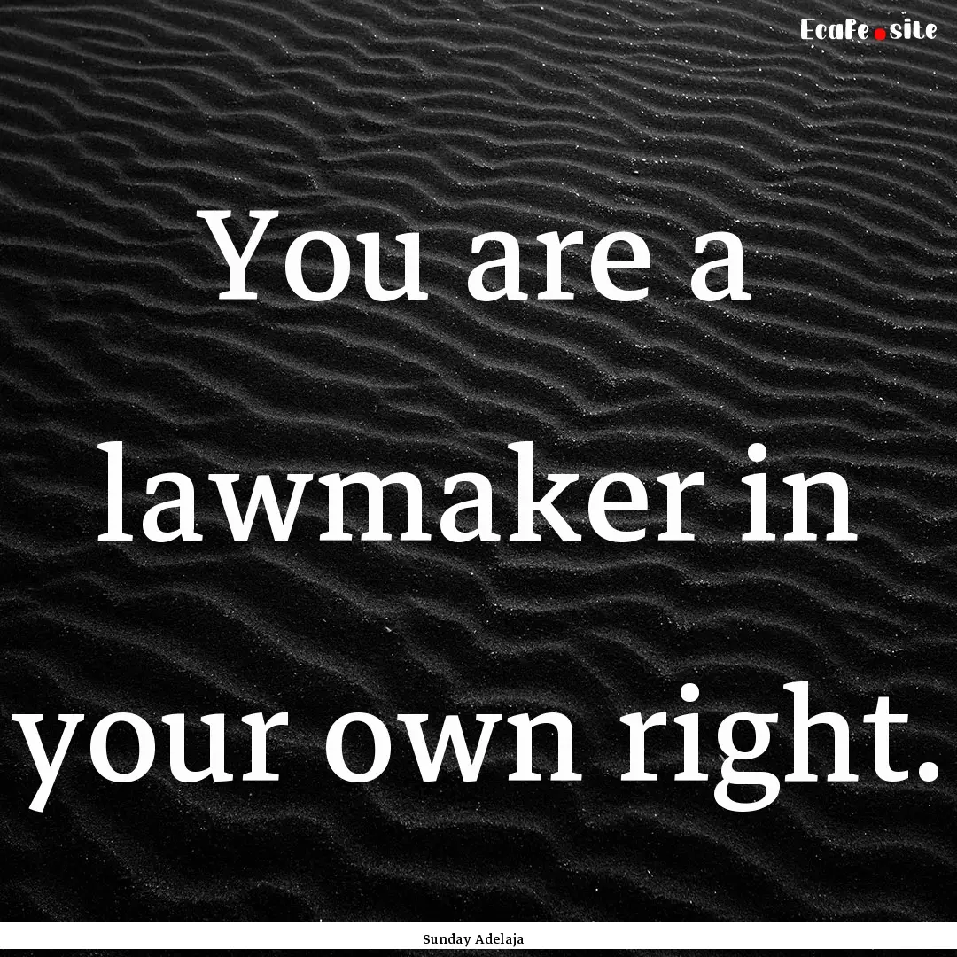 You are a lawmaker in your own right. : Quote by Sunday Adelaja