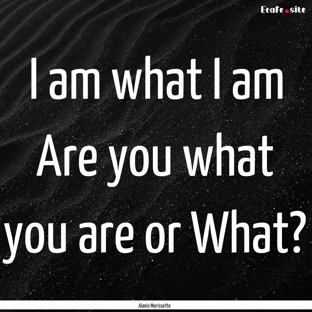 I am what I am Are you what you are or What?.... : Quote by Alanis Morissette