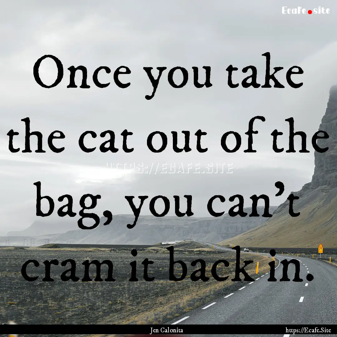 Once you take the cat out of the bag, you.... : Quote by Jen Calonita