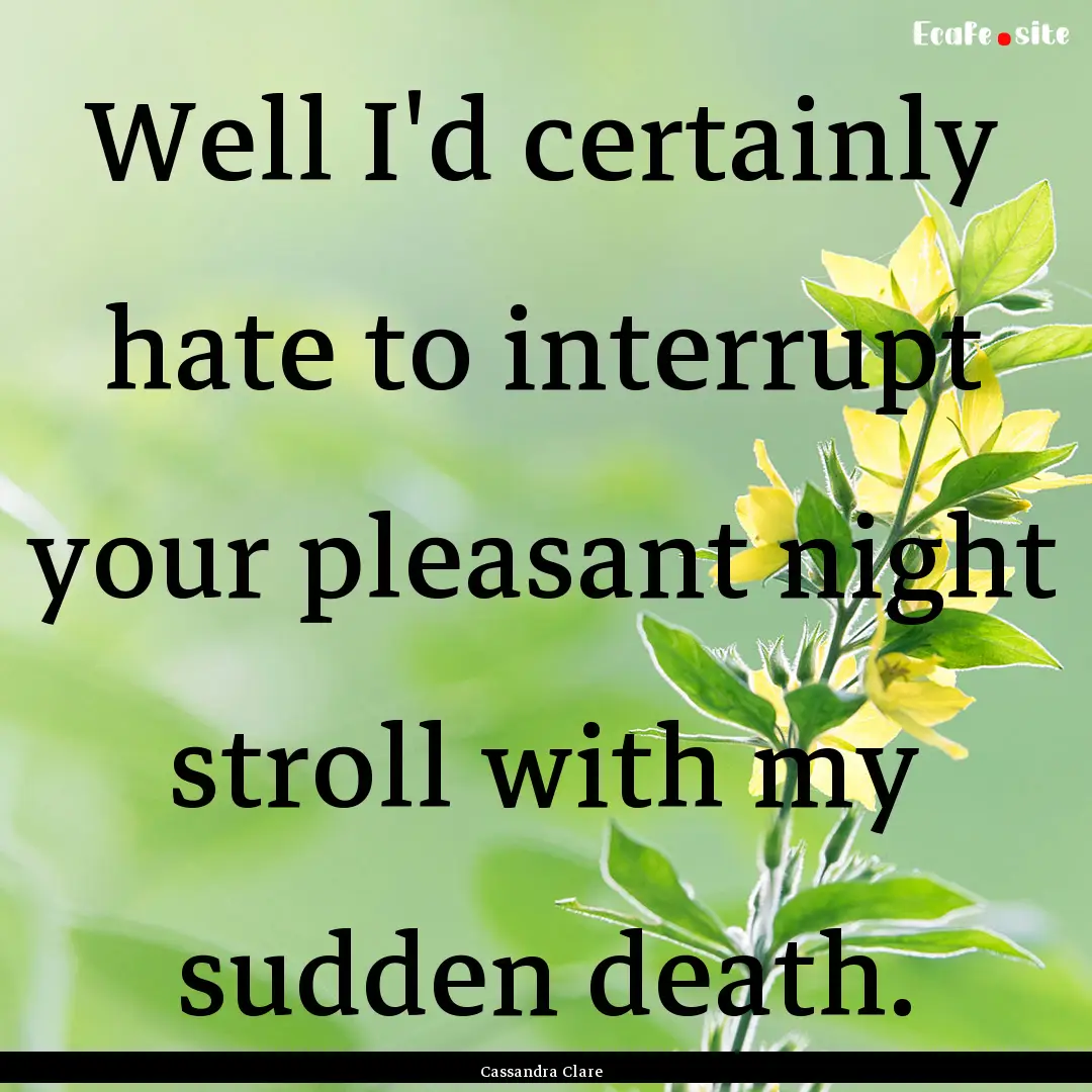 Well I'd certainly hate to interrupt your.... : Quote by Cassandra Clare