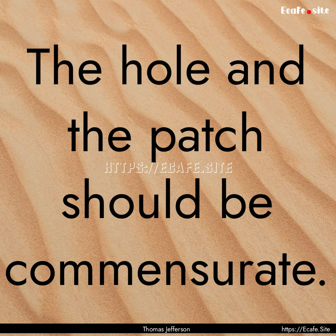 The hole and the patch should be commensurate..... : Quote by Thomas Jefferson