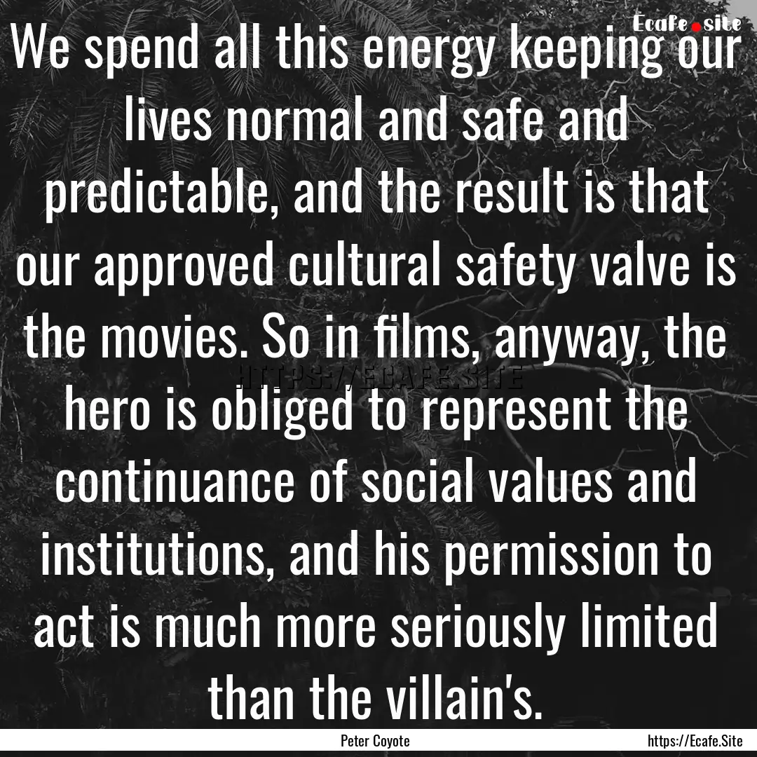 We spend all this energy keeping our lives.... : Quote by Peter Coyote