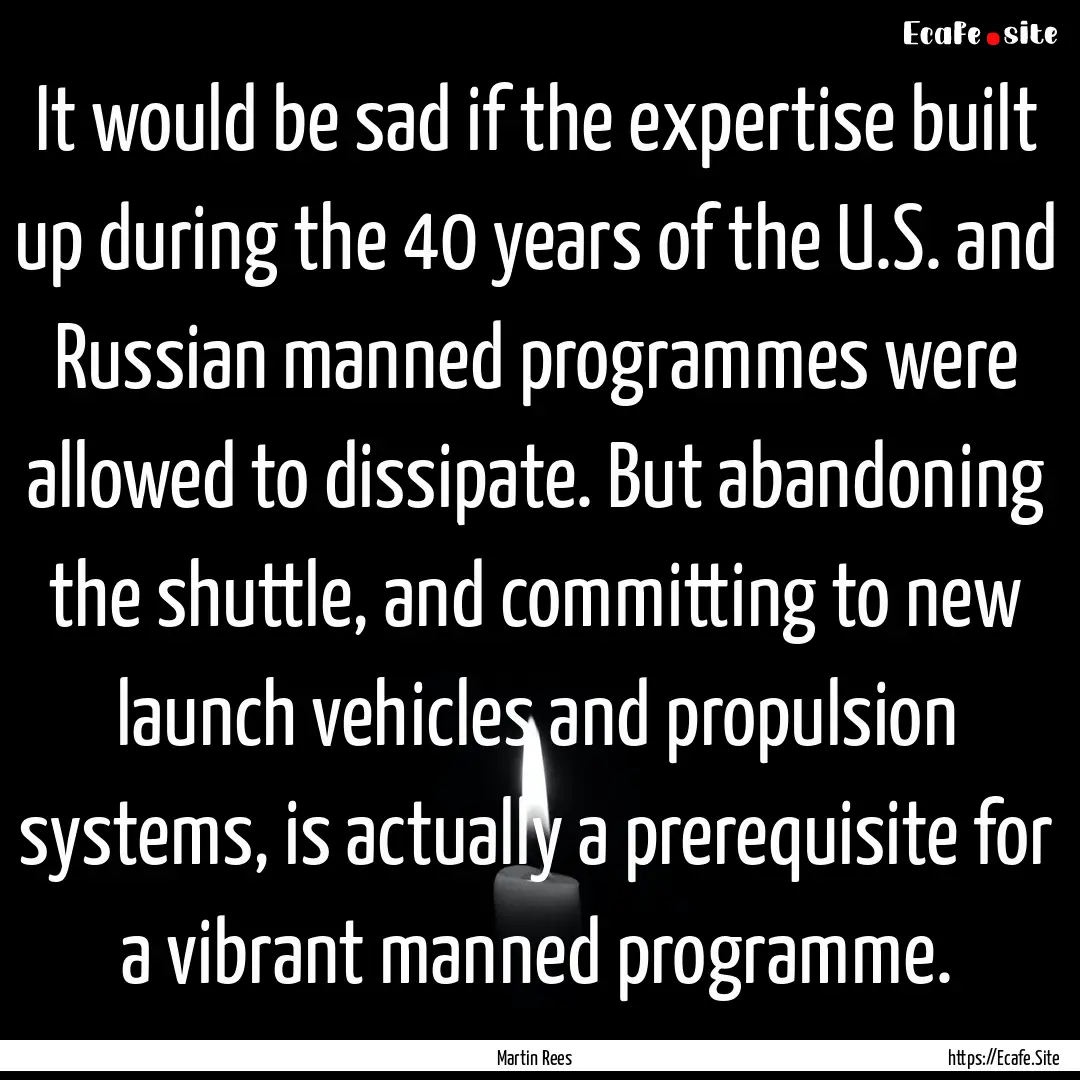 It would be sad if the expertise built up.... : Quote by Martin Rees