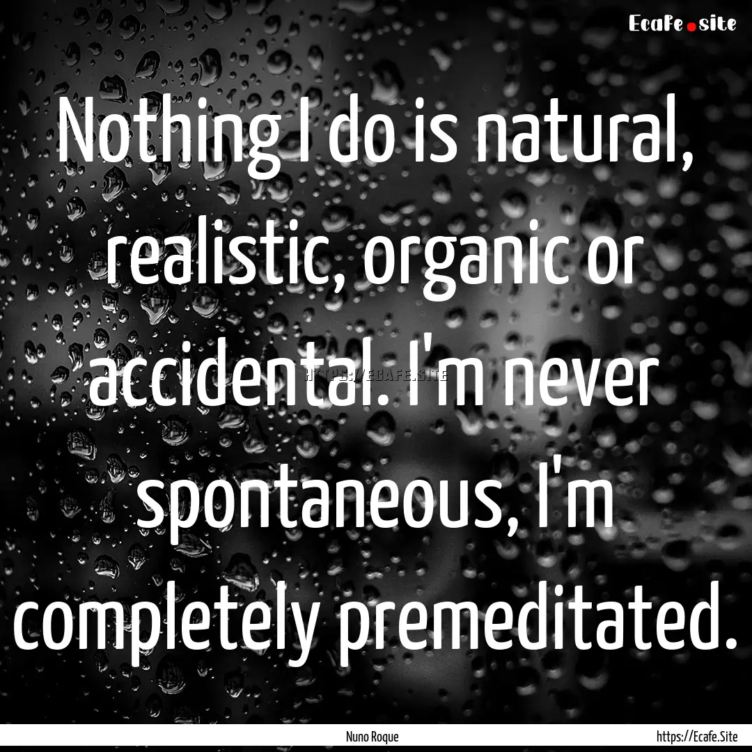 Nothing I do is natural, realistic, organic.... : Quote by Nuno Roque