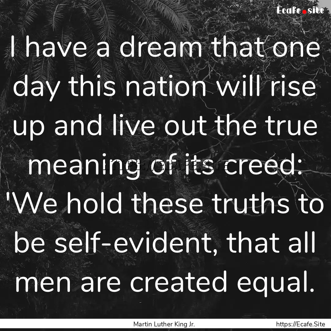 I have a dream that one day this nation will.... : Quote by Martin Luther King Jr.